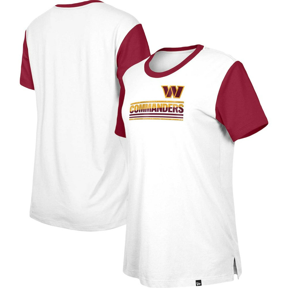 Washington Commanders New Era Women's Third Down Colorblock T-Shirt - White/Burgundy - NFL