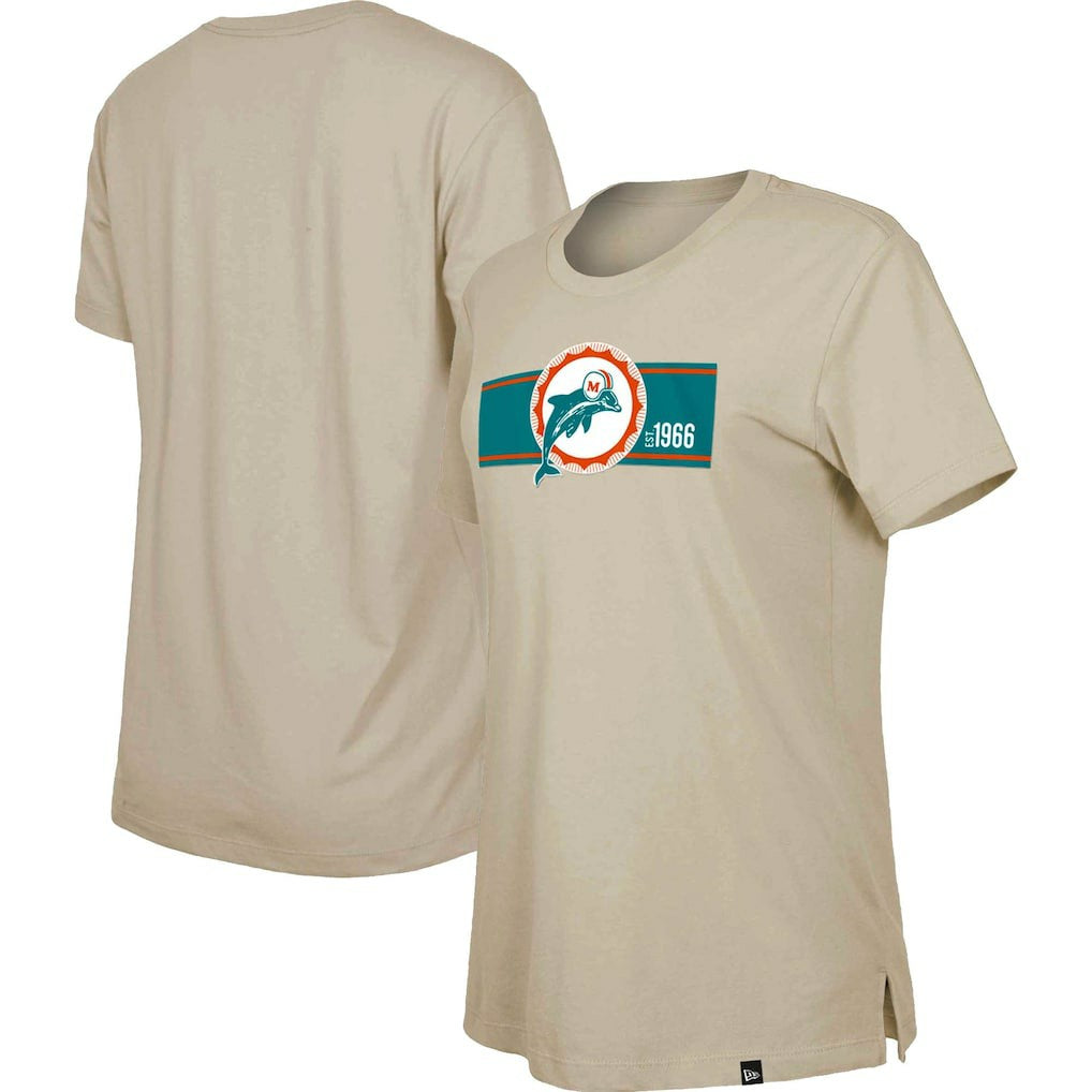 Miami Dolphins New Era Women's Third Down Historic T-Shirt - Tan - NFL
