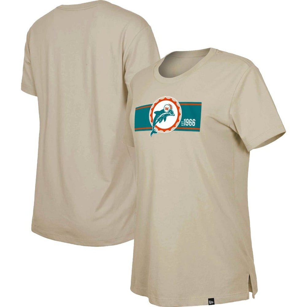 Miami Dolphins New Era Women's Third Down Historic T-Shirt - Tan - NFL