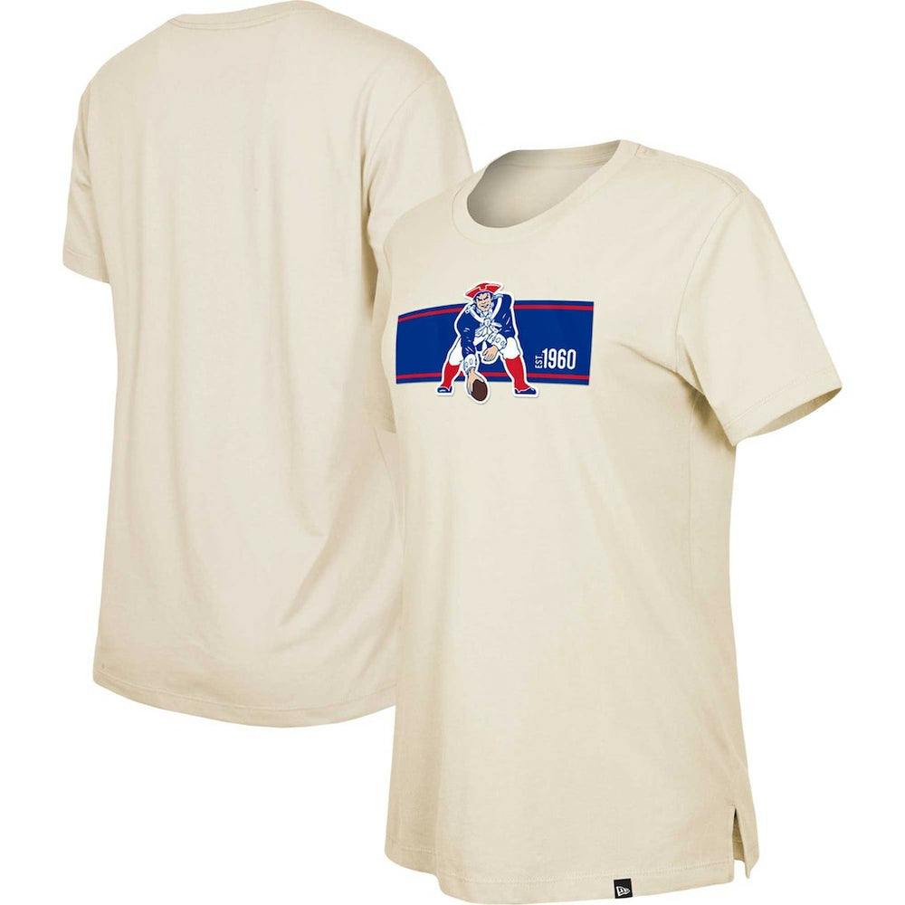 New England Patriots New Era Women's Third Down Historic T-Shirt - Tan - NFL