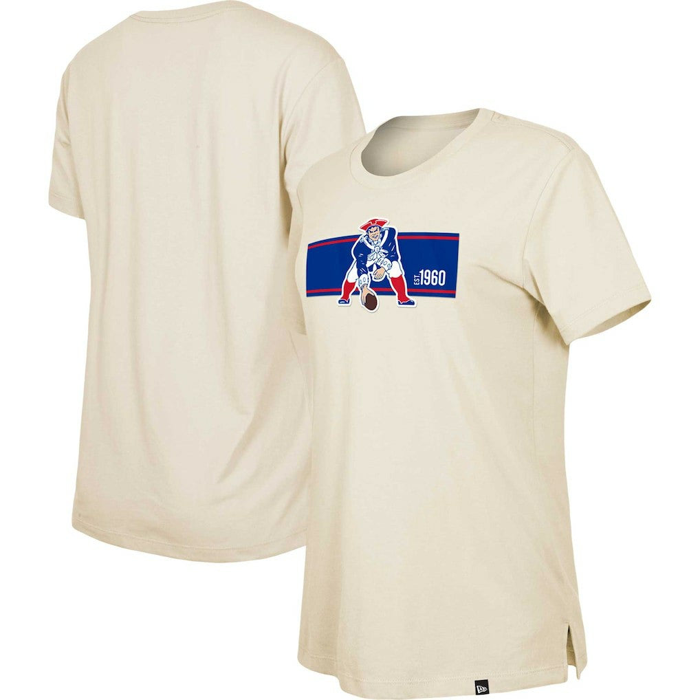 New England Patriots New Era Women's Third Down Historic T-Shirt - Tan - NFL