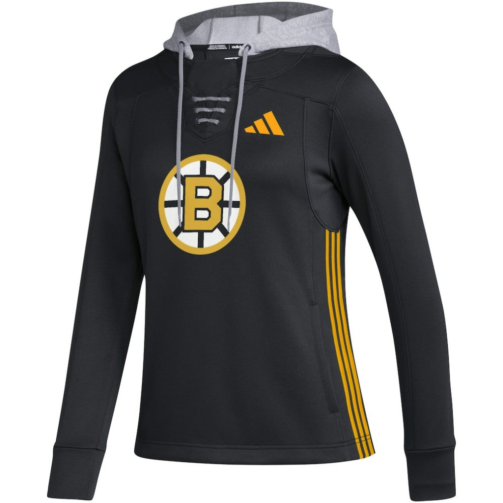 Boston Bruins adidas Women's Refresh Skate Lace AEROREADY Pullover Hoodie - Black | Adidas near me
