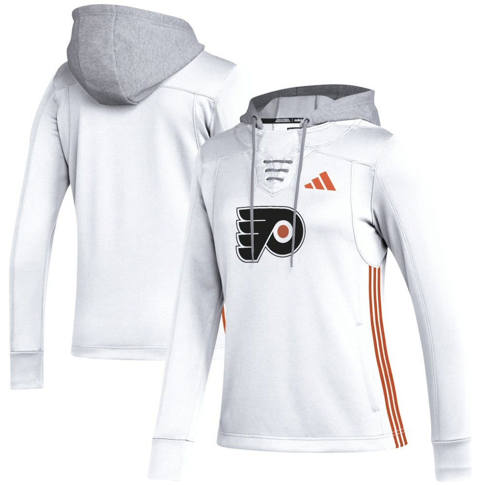 Philadelphia Flyers adidas Women's Refresh Skate Lace AEROREADY Pullover Hoodie - White | Adidas Clearance
