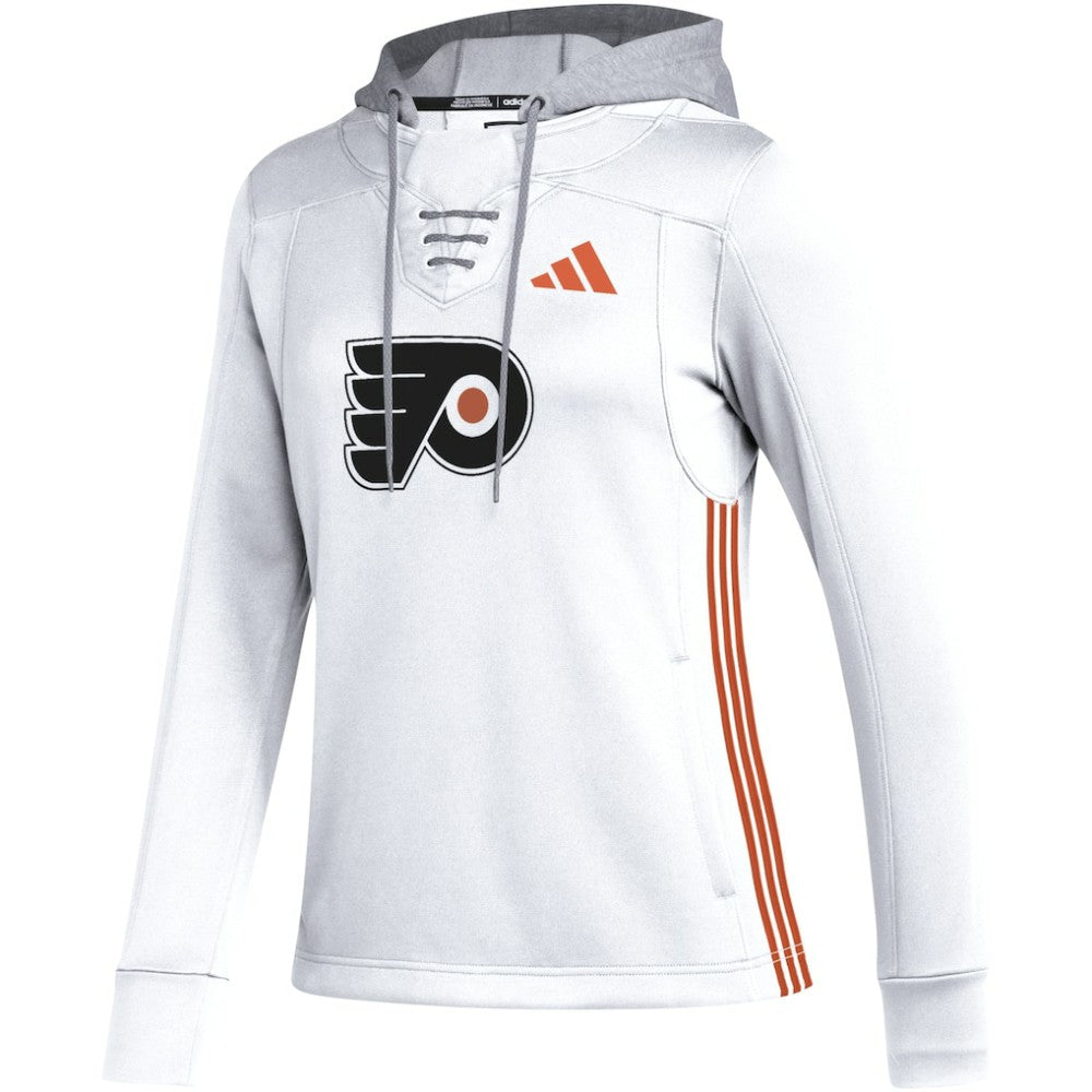 Philadelphia Flyers adidas Women's Refresh Skate Lace AEROREADY Pullover Hoodie - White | Adidas Clearance