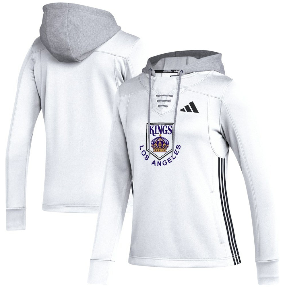 Los Angeles Kings adidas Women's Refresh Skate Lace AEROREADY Pullover Hoodie - White | Adidas Clearance