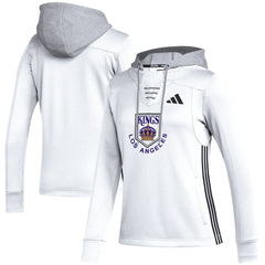 Los Angeles Kings adidas Women's Refresh Skate Lace AEROREADY Pullover Hoodie - White | Adidas Clearance