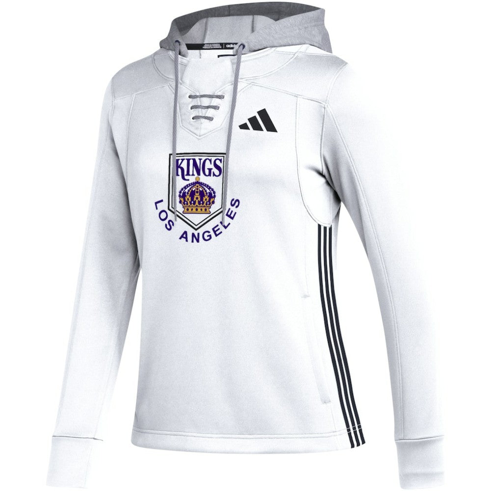 Los Angeles Kings adidas Women's Refresh Skate Lace AEROREADY Pullover Hoodie - White | Adidas Clearance