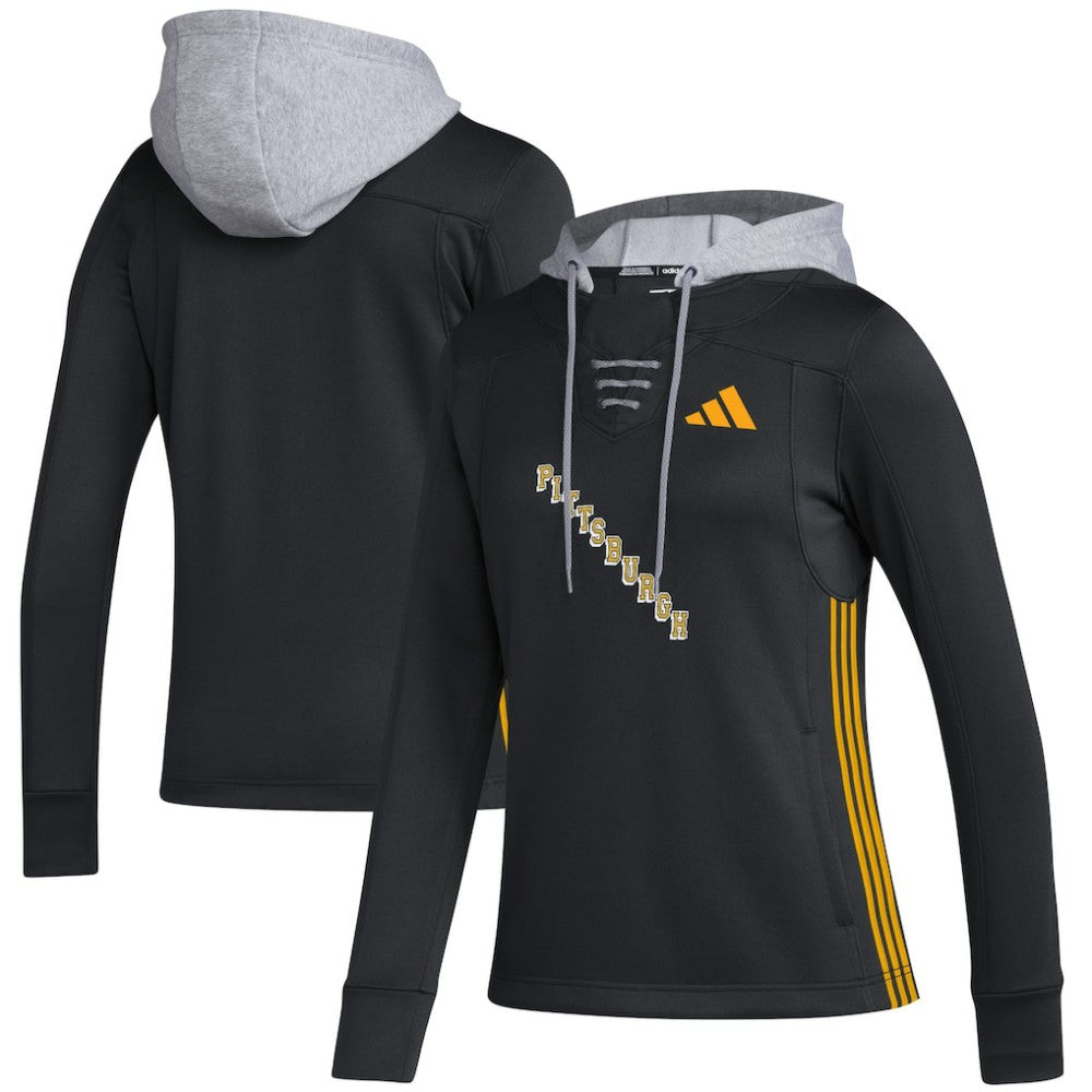 Pittsburgh Penguins adidas Women's Refresh Skate Lace AEROREADY Pullover Hoodie - Black | Adidas sale