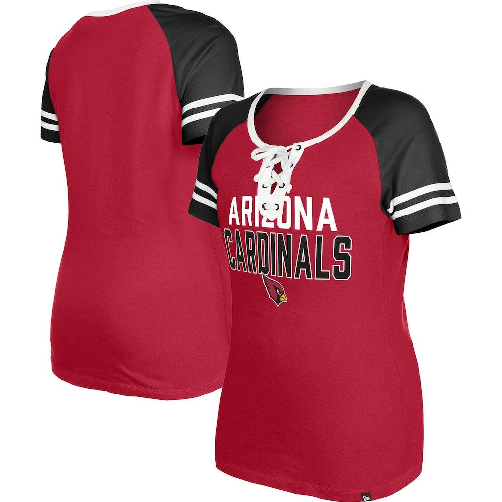 Arizona Cardinals New Era Women's Raglan Lace-Up T-Shirt - Cardinal - NFL