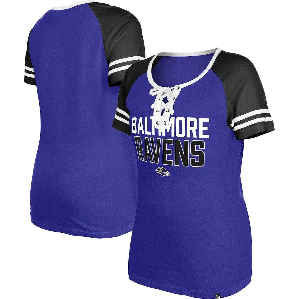 Baltimore Ravens New Era Women's Raglan Lace-Up T-Shirt - Purple - NFL