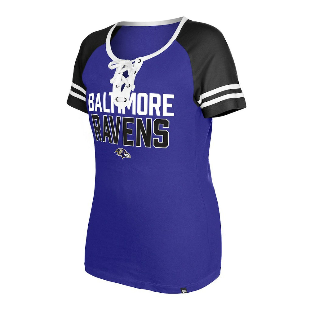 Baltimore Ravens New Era Women's Raglan Lace-Up T-Shirt - Purple - NFL