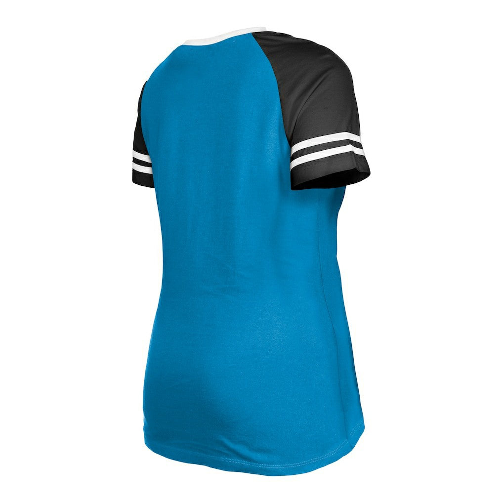 Carolina Panthers New Era Women's Raglan Lace-Up T-Shirt - Blue - NFL