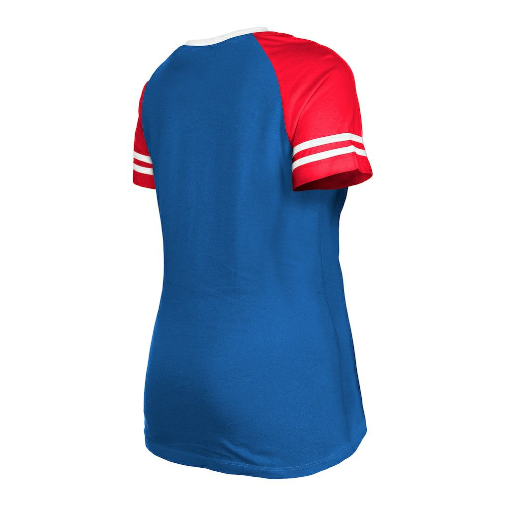 Buffalo Bills New Era Women's Raglan Lace-Up T-Shirt - Royal - NFL