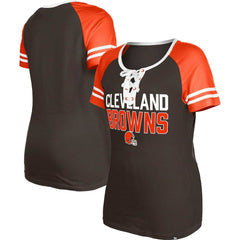 Cleveland Browns New Era Women's Raglan Lace-Up T-Shirt - Brown - NFL