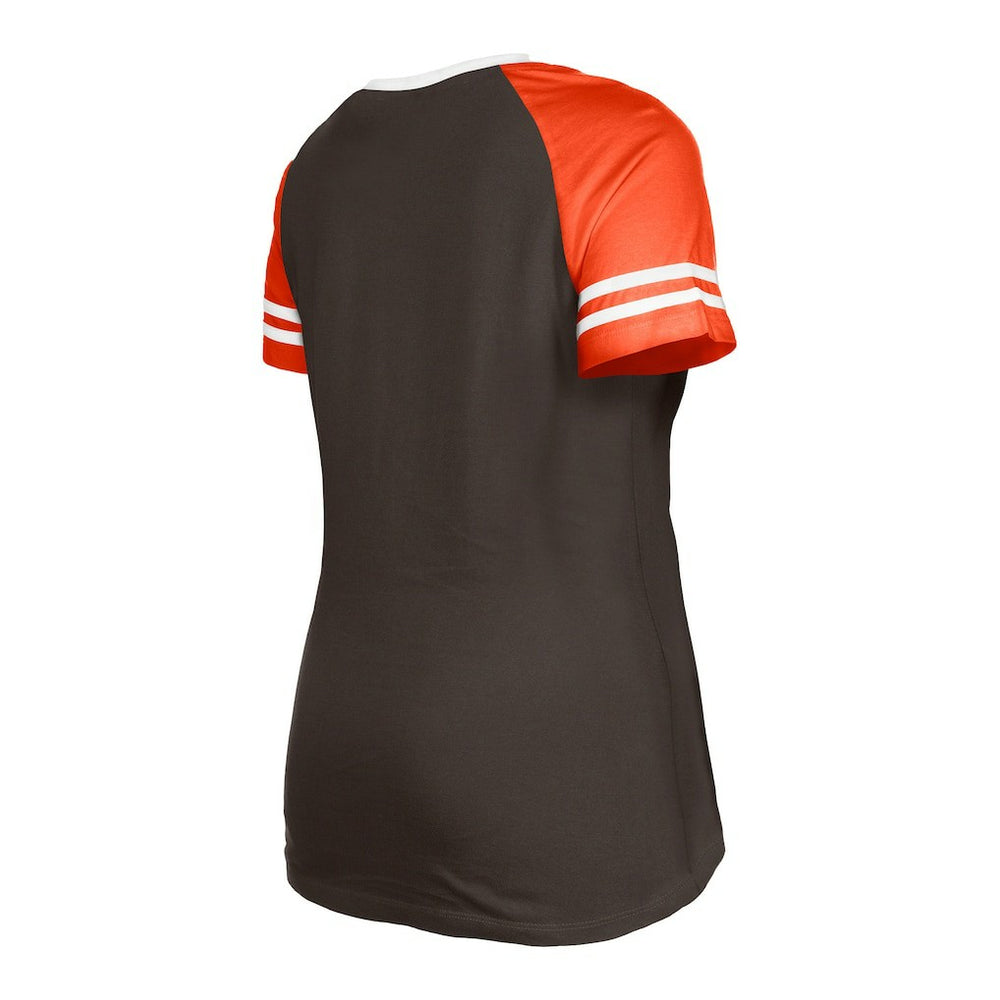Cleveland Browns New Era Women's Raglan Lace-Up T-Shirt - Brown - NFL