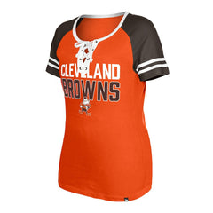 Cleveland Browns New Era Women's Throwback Raglan Lace-Up T-Shirt - Orange - NFL