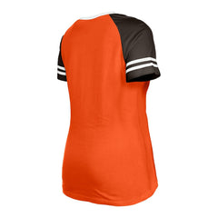Cleveland Browns New Era Women's Throwback Raglan Lace-Up T-Shirt - Orange - NFL