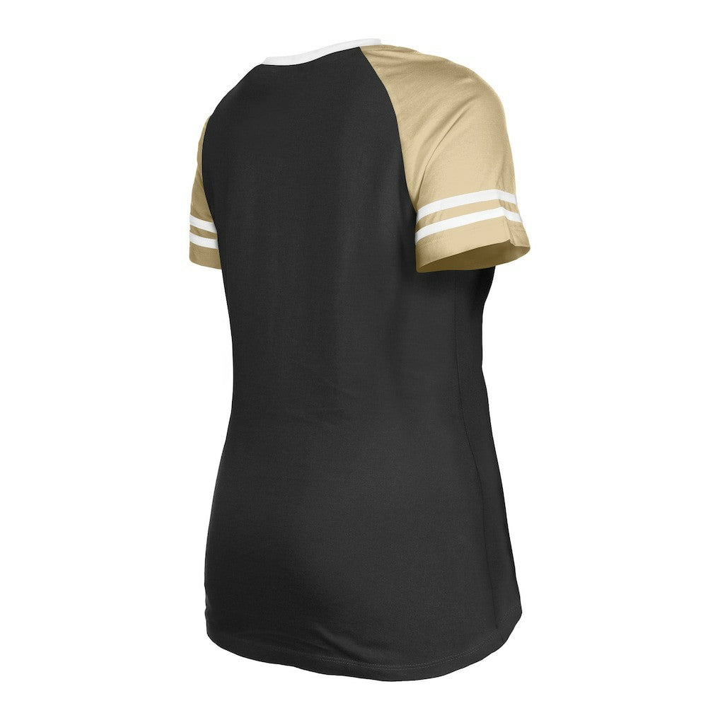 New Orleans Saints New Era Women's Raglan Lace-Up T-Shirt - Black - NFL