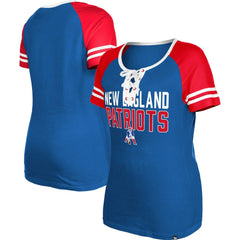 New England Patriots New Era Women's Throwback Raglan Lace-Up T-Shirt - Royal - NFL