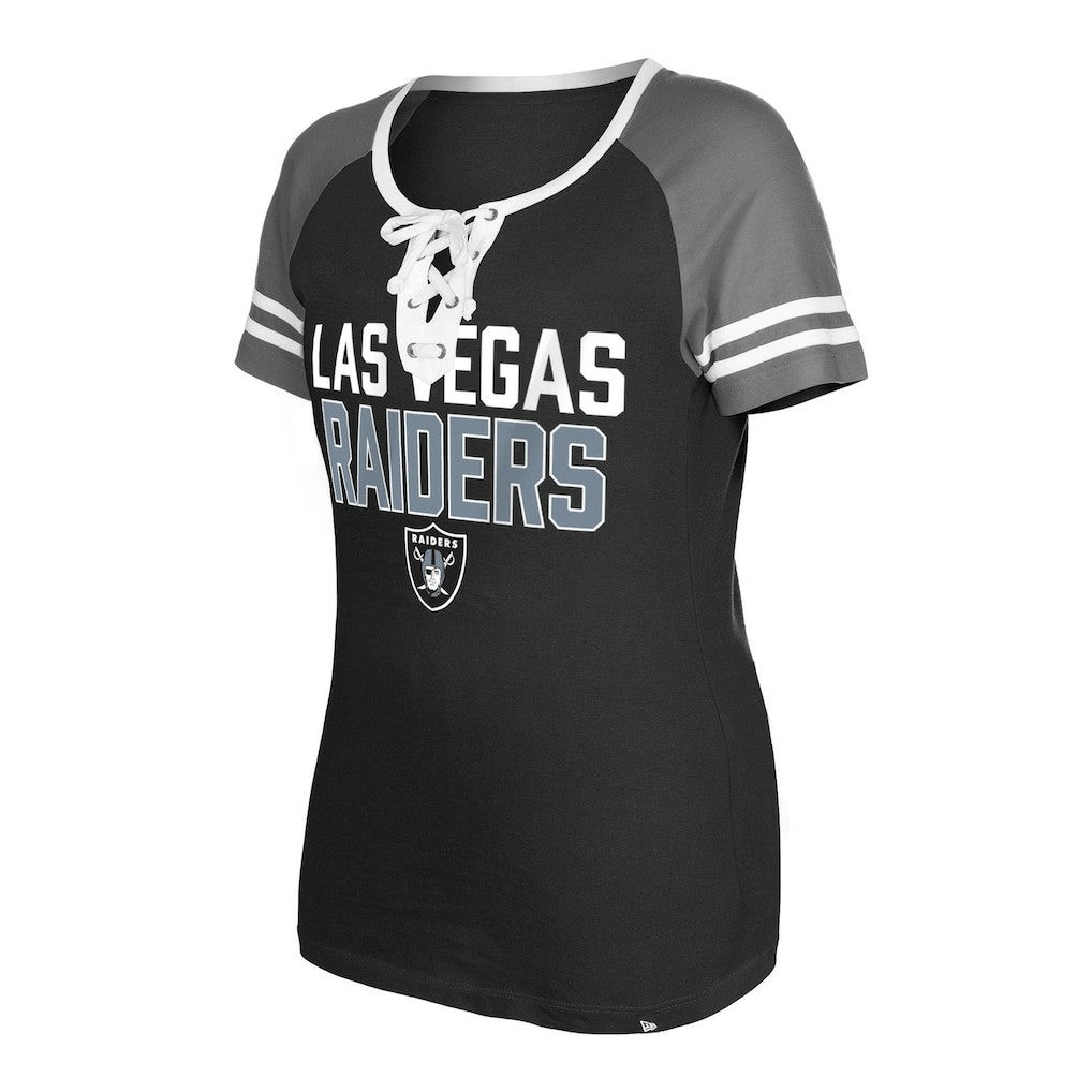 Las Vegas Raiders New Era Women's Raglan Lace-Up T-Shirt - Black - NFL