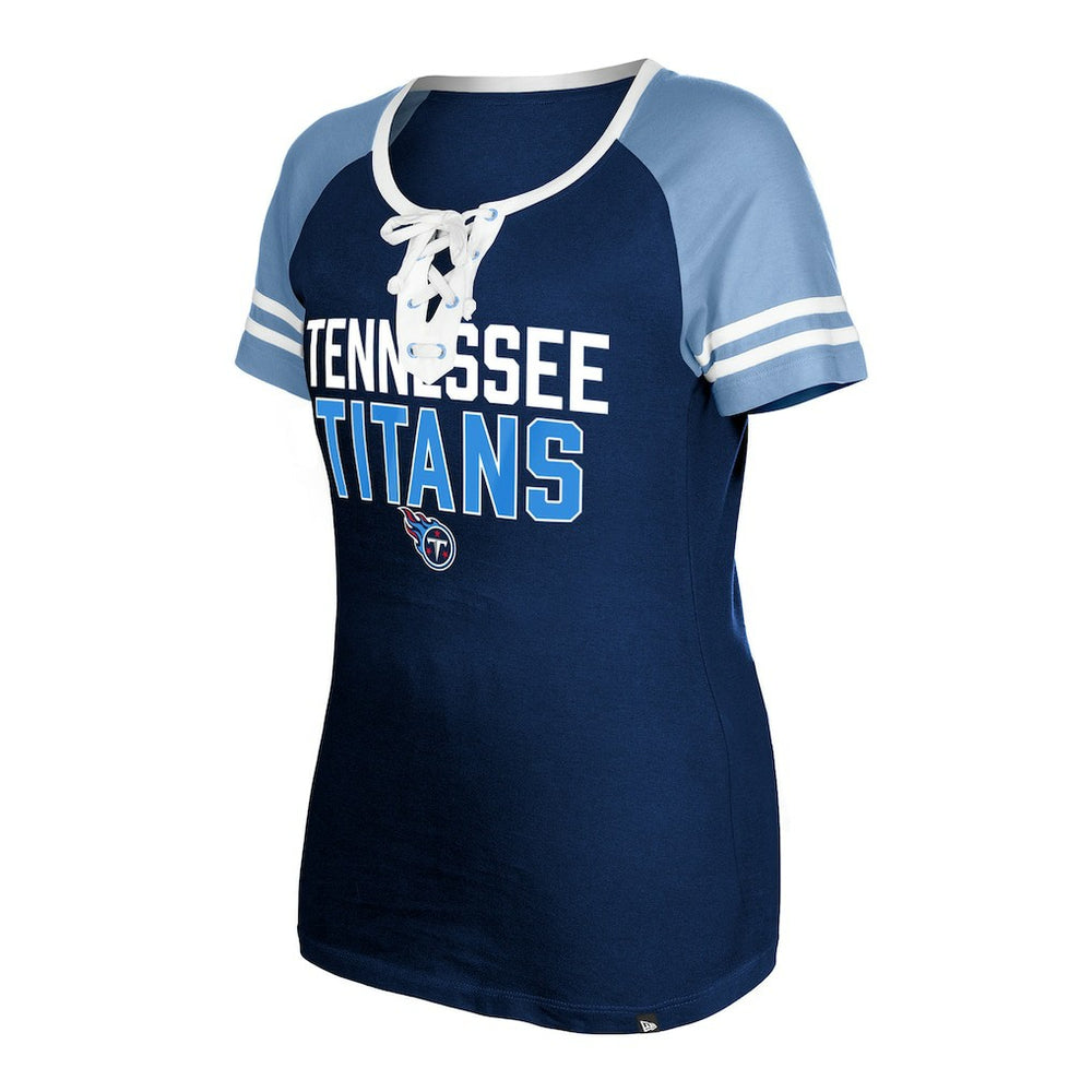Tennessee Titans New Era Women's Raglan Lace-Up T-Shirt - Navy - NFL