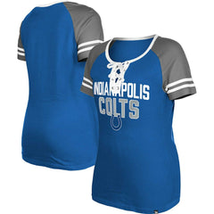 Indianapolis Colts New Era Women's Raglan Lace-Up T-Shirt - Royal - NFL