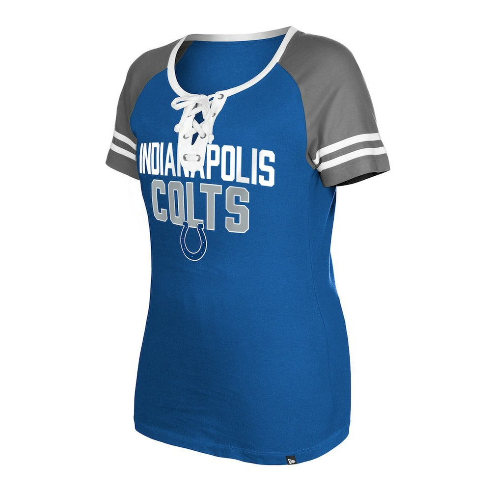 Indianapolis Colts New Era Women's Raglan Lace-Up T-Shirt - Royal - NFL
