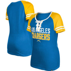 Los Angeles Chargers New Era Women's Raglan Lace-Up T-Shirt - Powder Blue - NFL