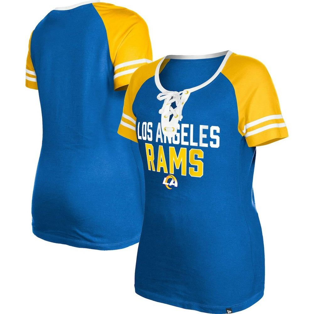 Los Angeles Rams New Era Women's Raglan Lace-Up T-Shirt - Royal - NFL