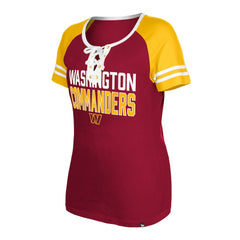 Washington Commanders New Era Women's Raglan Lace-Up T-Shirt - Burgundy - NFL