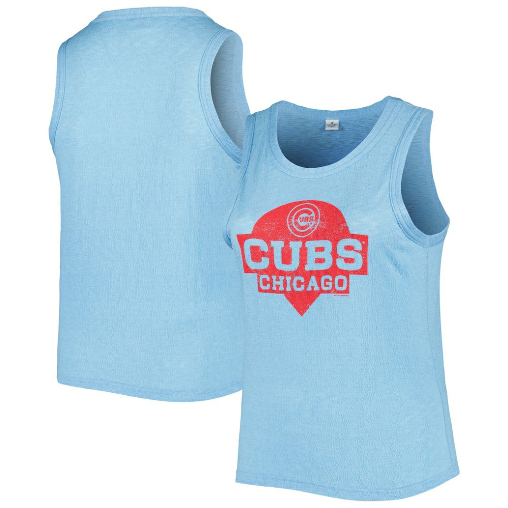 Chicago Cubs Soft as a Grape Women's Plus Size High Neck Tri-Blend Tank Top Near Me
