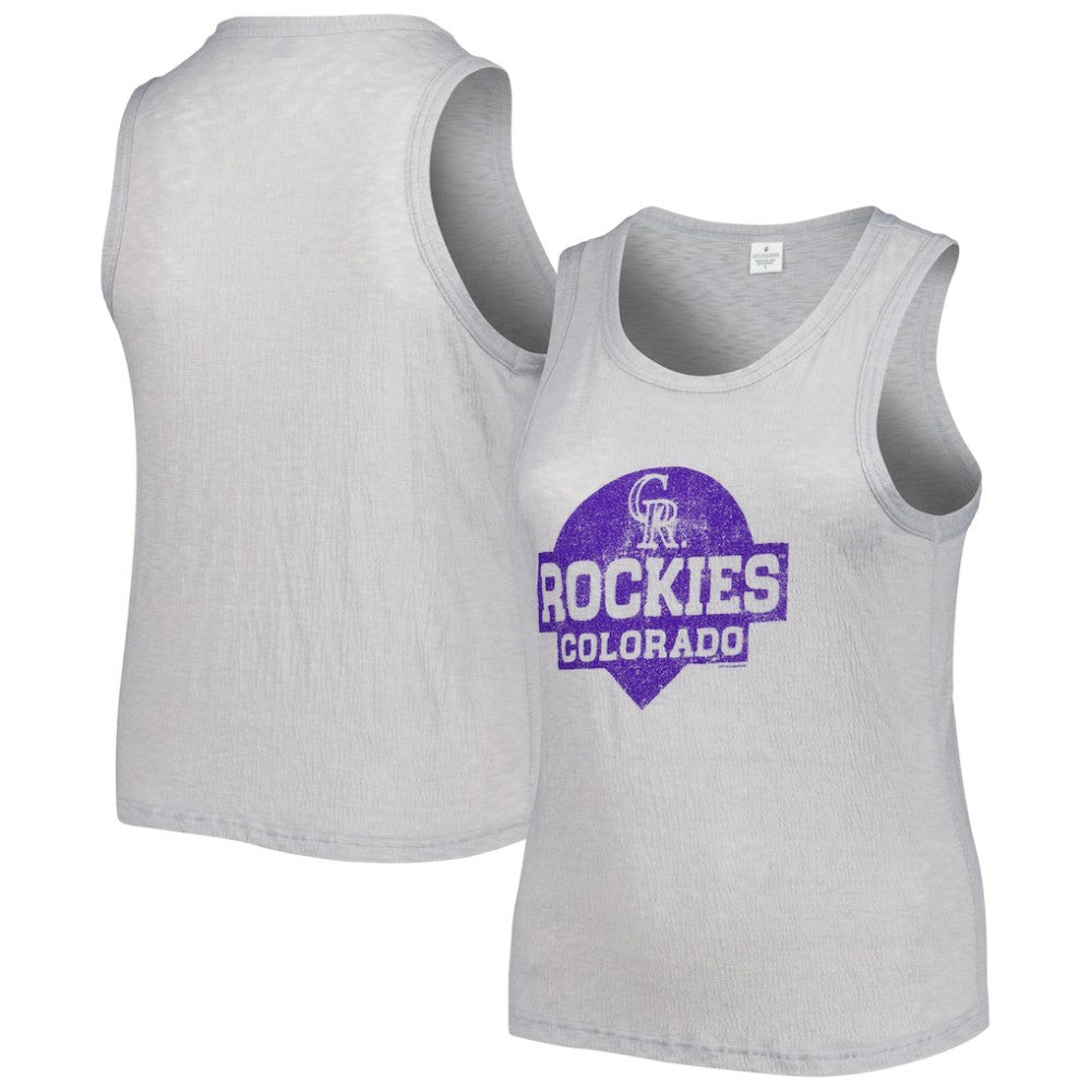 Colorado Rockies Soft as a Grape Women's Plus Size High Neck Tri-Blend Tank Top Discount
