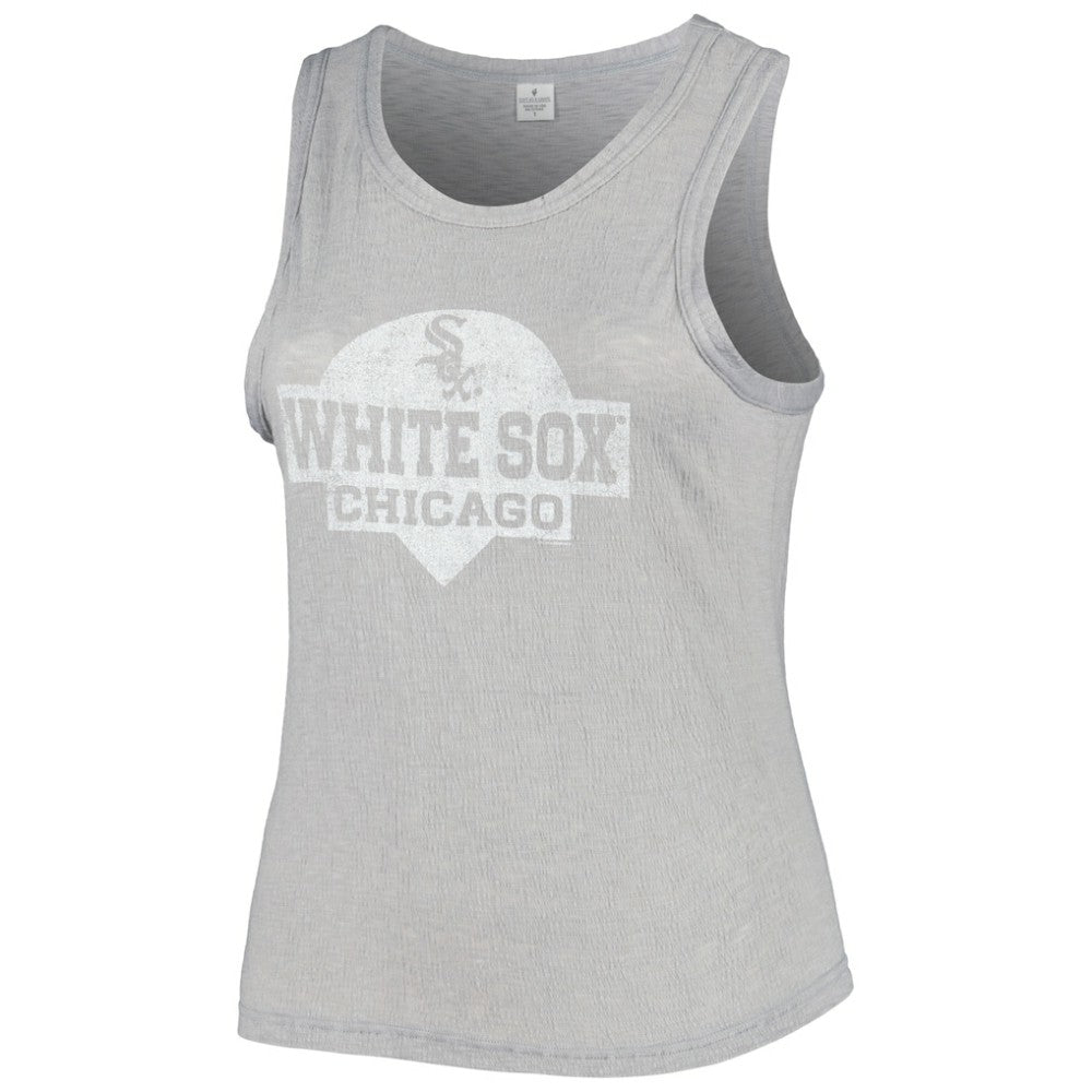 Chicago White Sox Soft as a Grape Women's Plus Size High Neck Tri-Blend Tank Top for sale