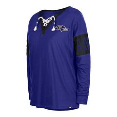 Baltimore Ravens New Era Women's Lace-Up Notch Neck Long Sleeve T-Shirt - Black - NFL