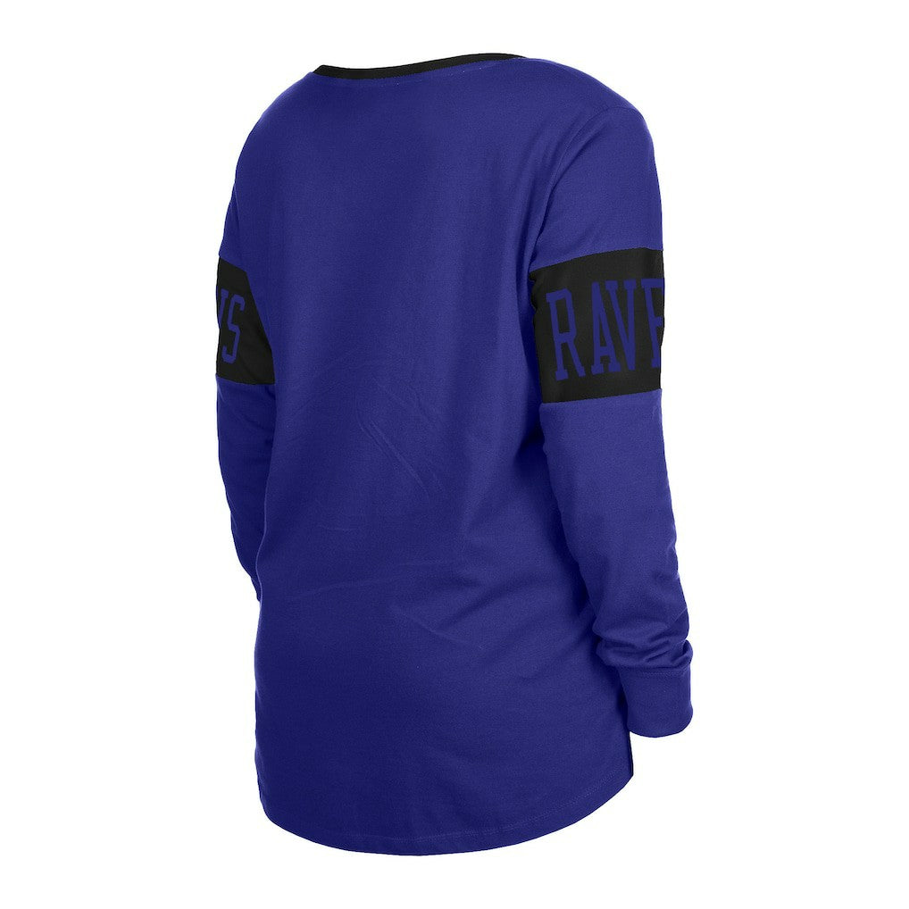 Baltimore Ravens New Era Women's Lace-Up Notch Neck Long Sleeve T-Shirt - Black - NFL