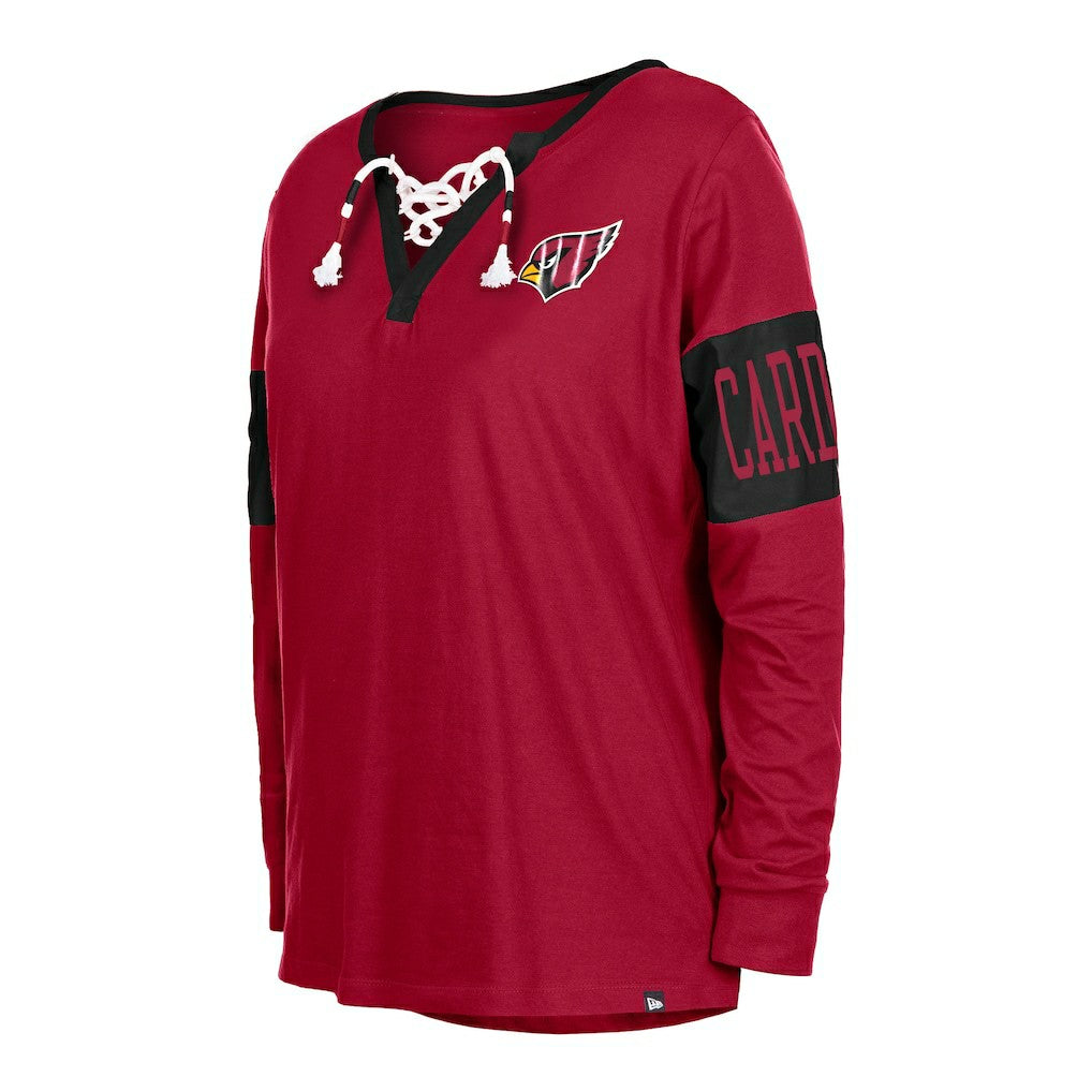 Arizona Cardinals New Era Women's Lace-Up Notch Neck Long Sleeve T-Shirt - Cardinal - NFL