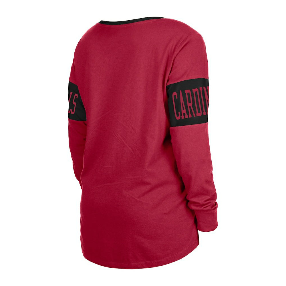 Arizona Cardinals New Era Women's Lace-Up Notch Neck Long Sleeve T-Shirt - Cardinal - NFL