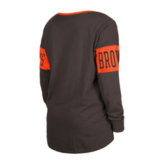 Cleveland Browns New Era Women's Lace-Up Notch Neck Long Sleeve T-Shirt - Brown - NFL