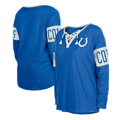 Indianapolis Colts New Era Women's Lace-Up Notch Neck Long Sleeve T-Shirt - Blue - NFL