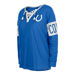 Indianapolis Colts New Era Women's Lace-Up Notch Neck Long Sleeve T-Shirt - Blue - NFL