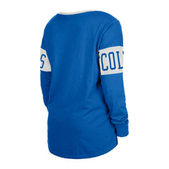 Indianapolis Colts New Era Women's Lace-Up Notch Neck Long Sleeve T-Shirt - Blue - NFL