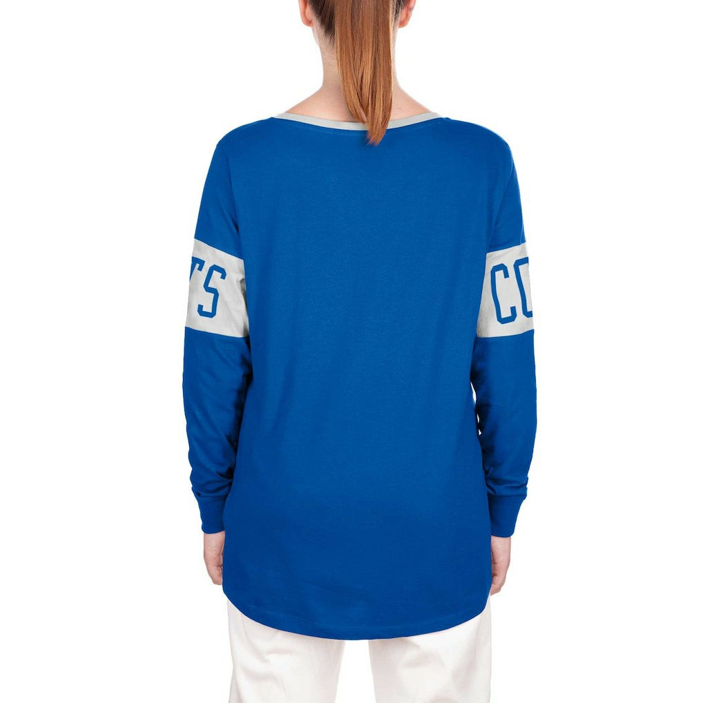 Indianapolis Colts New Era Women's Lace-Up Notch Neck Long Sleeve T-Shirt - Blue - NFL