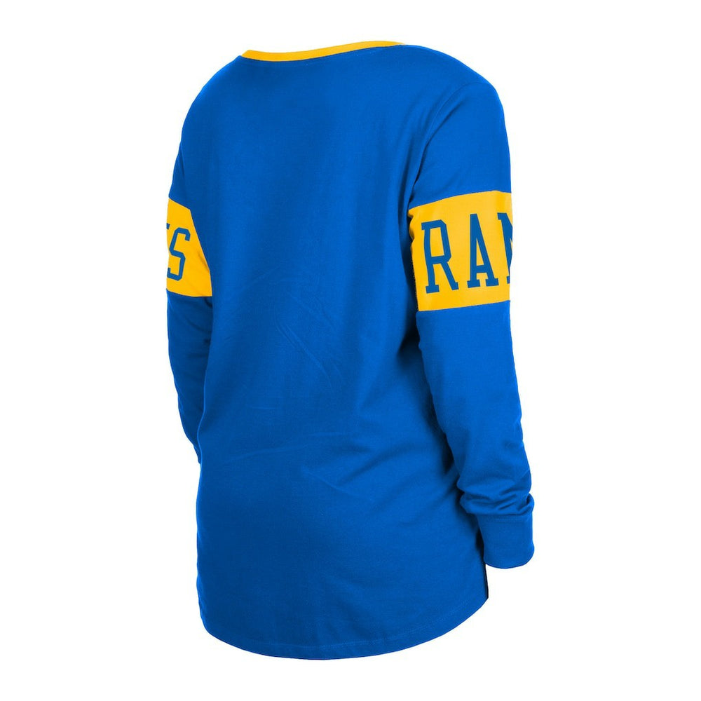 Los Angeles Rams New Era Women's Lace-Up Notch Neck Long Sleeve T-Shirt - Royal - NFL