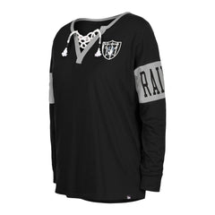 Las Vegas Raiders New Era Women's Lace-Up Notch Neck Long Sleeve T-Shirt - Black - NFL