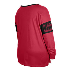 Arizona Cardinals New Era Women's Plus Size Lace-Up Notch Neck Long Sleeve T-Shirt - Cardinal - NFL