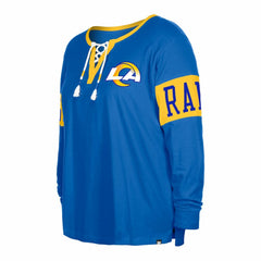 Los Angeles Rams New Era Women's Plus Size Lace-Up Notch Neck Long Sleeve T-Shirt - Royal - NFL