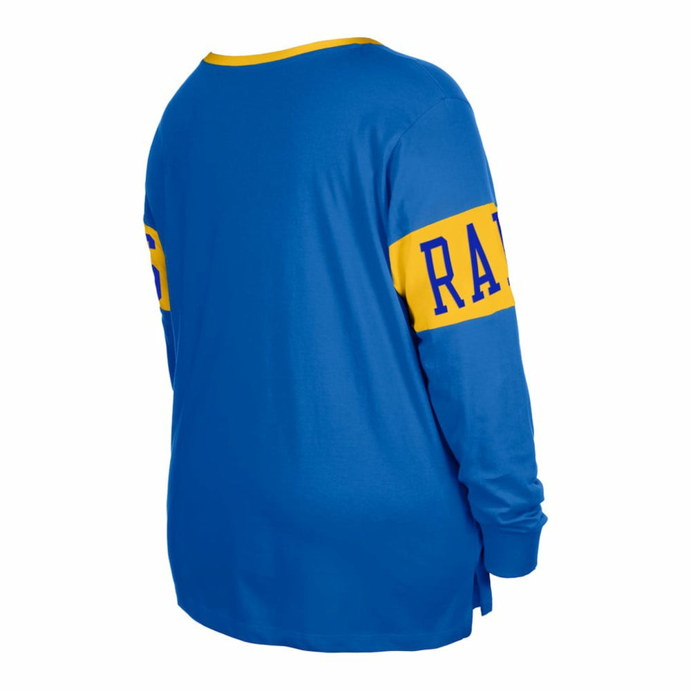Los Angeles Rams New Era Women's Plus Size Lace-Up Notch Neck Long Sleeve T-Shirt - Royal - NFL