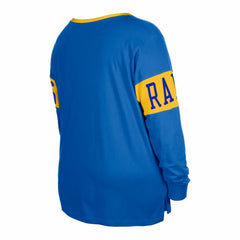 Los Angeles Rams New Era Women's Plus Size Lace-Up Notch Neck Long Sleeve T-Shirt - Royal - NFL