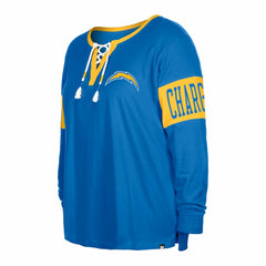 Los Angeles Chargers New Era Women's Plus Size Lace-Up Notch Neck Long Sleeve T-Shirt - Powder Blue - NFL