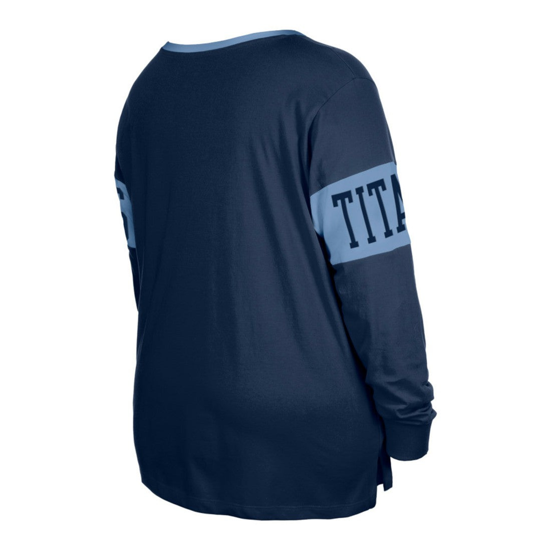 Tennessee Titans New Era Women's Plus Size Lace-Up Notch Neck Long Sleeve T-Shirt - Navy - NFL